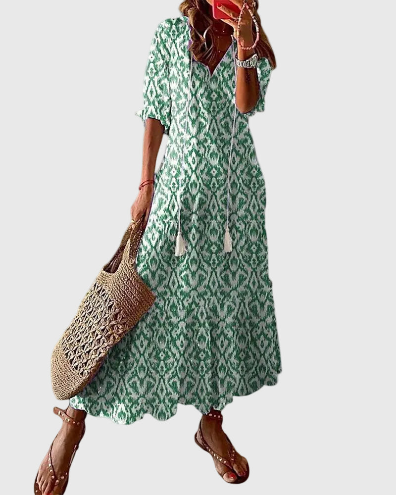 Elina | Indigo Ikat Dress