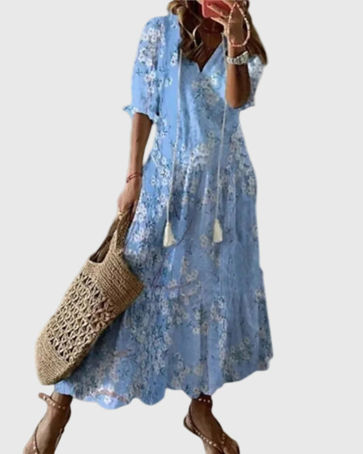 Elina | Indigo Ikat Dress
