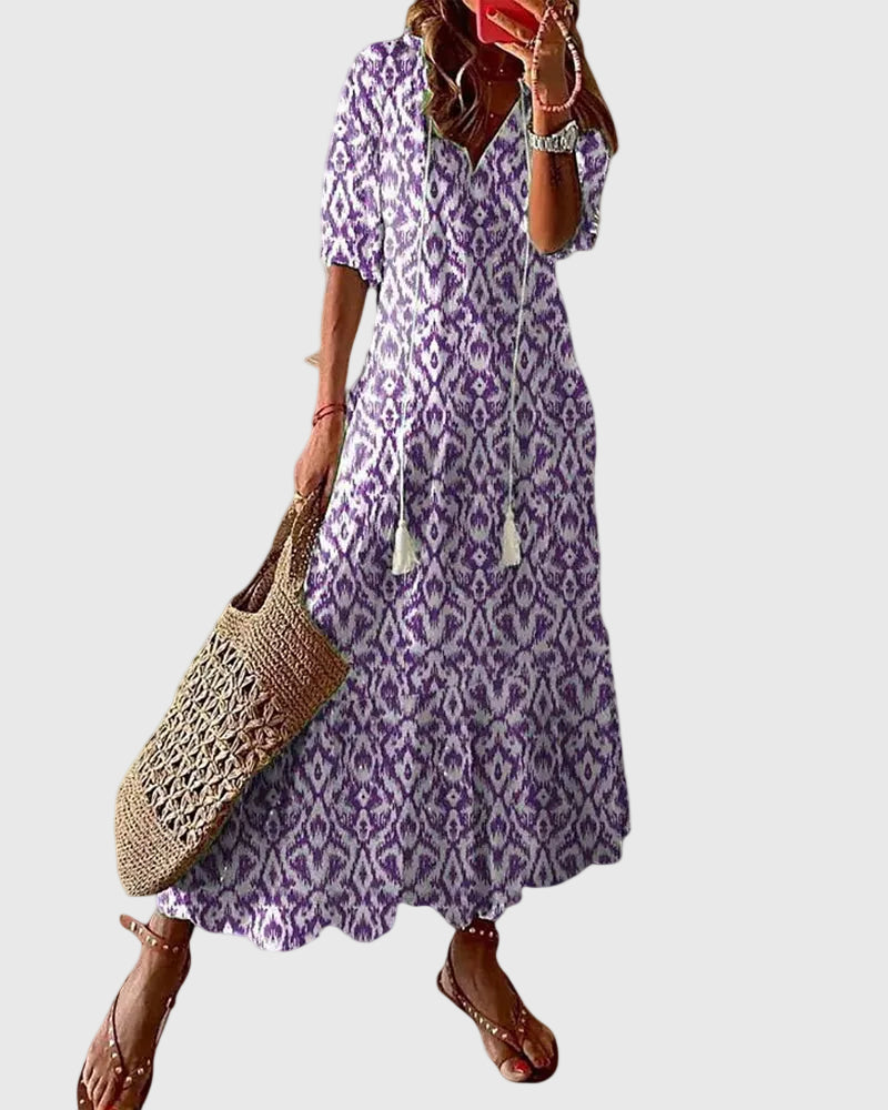 Elina | Indigo Ikat Dress