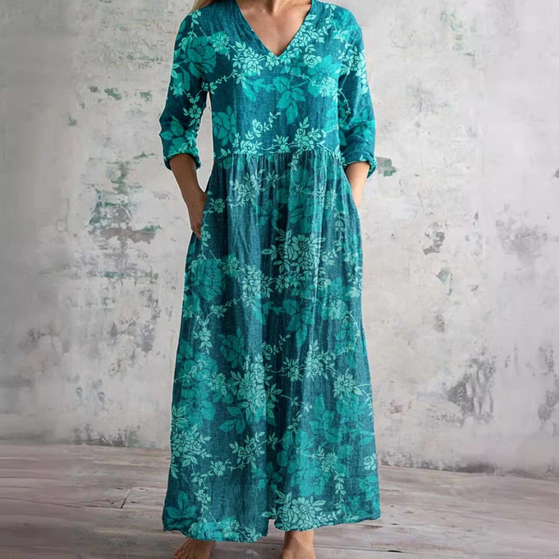 Celina | Teal Blossom Dress